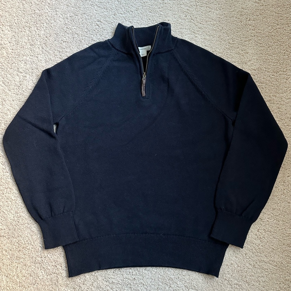 Boys size L Crewcuts navy cotton blend half zip sweater.